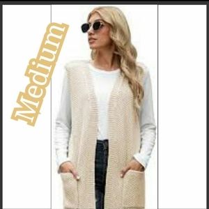 Beige Hooded Sweater Vest Sz M